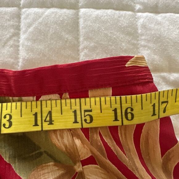 Vintage ALFRED DUNNER Womens Red Floral Tropical Retro Summer Midi Modest 16 - Picture 7 of 9